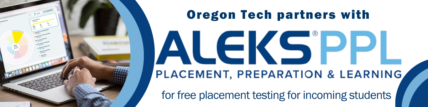 Image of computer showing the ALEKS placement results and ALEKS logo