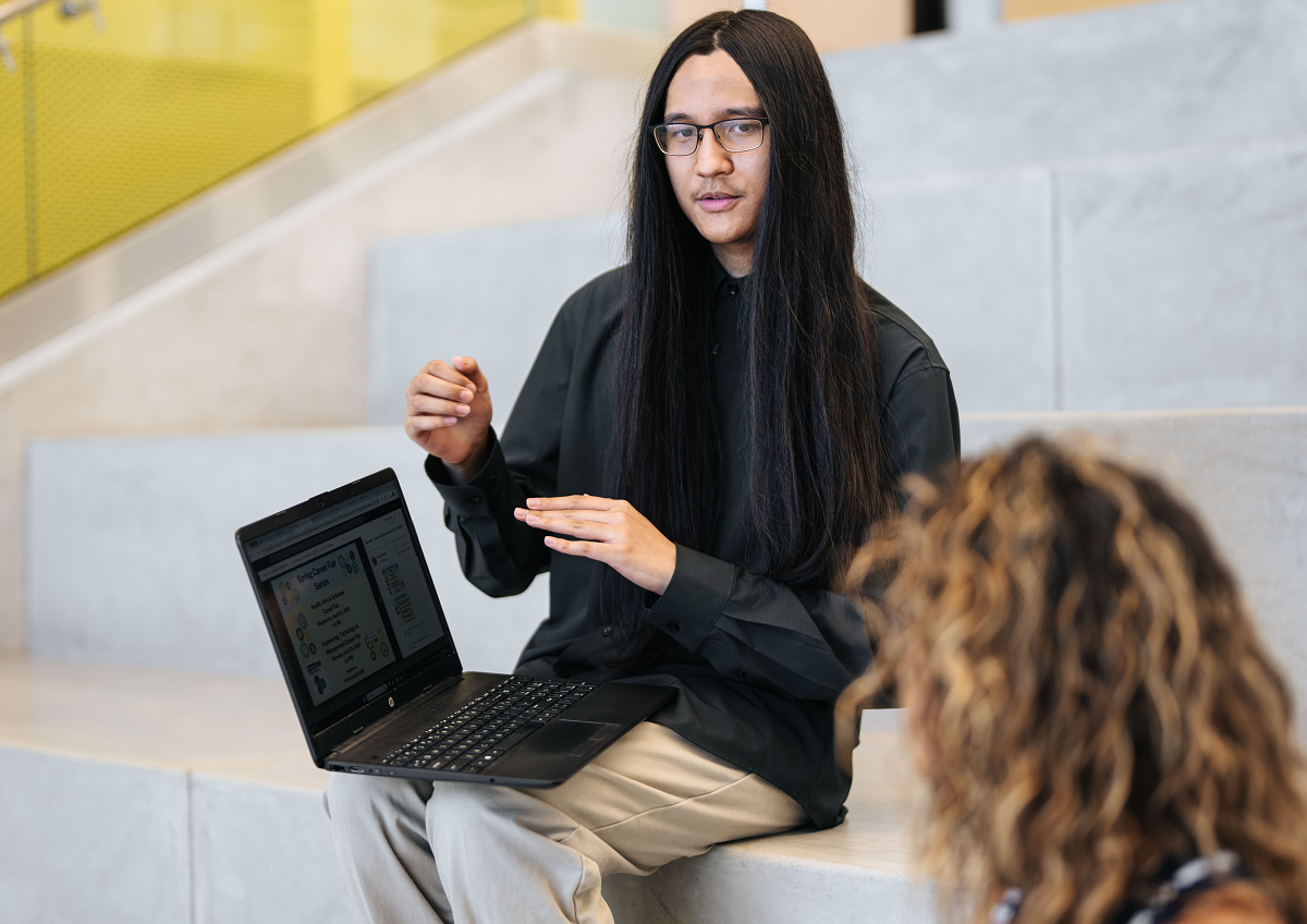 Students in CEET Building