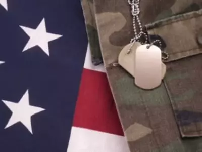 American Flag with Military Dog Tags