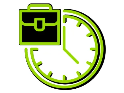 Timesheet icon with briefcase and clock graphic