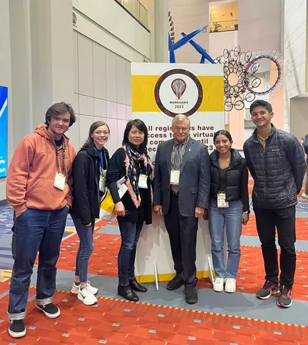 Students with President of Society for Neuroscience